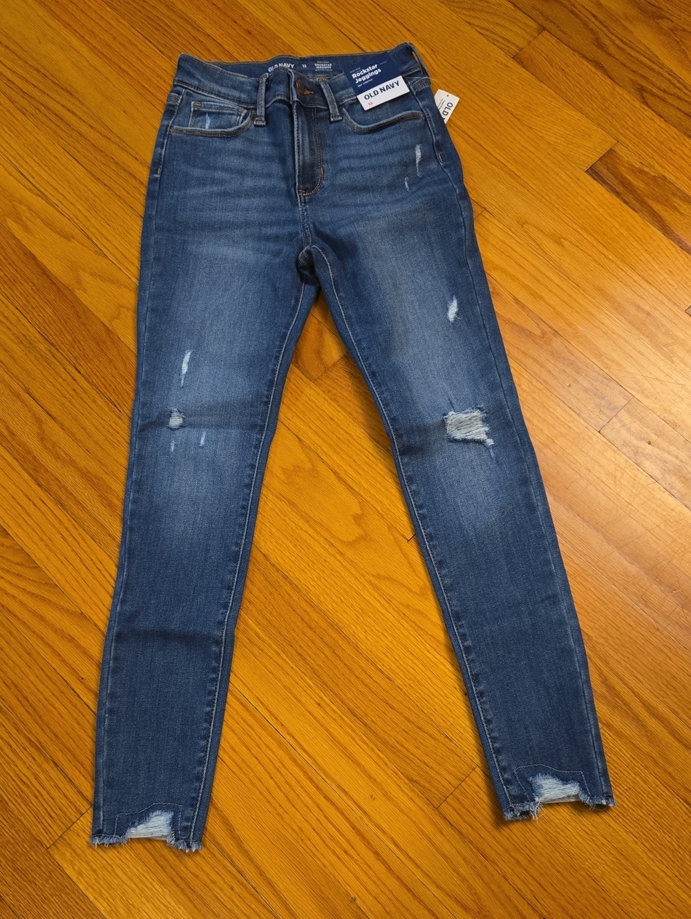Old Navy Dark Blue Distressed Rock Stat Jeggings